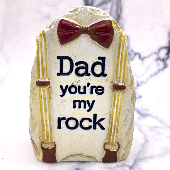Ganz Father’s Day “Dad you’re my ROCK” Resin Faux Rock Red Bow Tie New - Picture 1 of 5